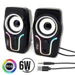 Caixa De Som Gamer Kp-ro804 6w Rms Led Rgb
