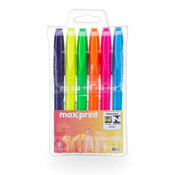 Caneta Marca Texto Maxprint Lumis Blister 6 Pc
