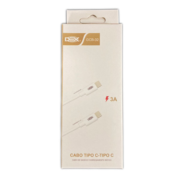 Cabo Cel/dados Type-c 3.0 P/ Type-c 1.2m Ref. Dcb-32 (blister) Branco
