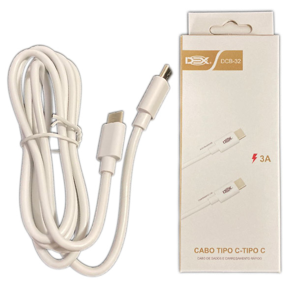 Cabo Cel/dados Type-c 3.0 P/ Type-c 1.2m Ref. Dcb-32 (blister) Branco