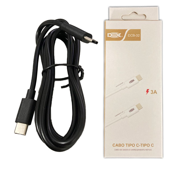 Cabo Cel/dados Type-c 3.0 P/ Type-c 1.2m Ref. Dcb-32 (blister) Preto