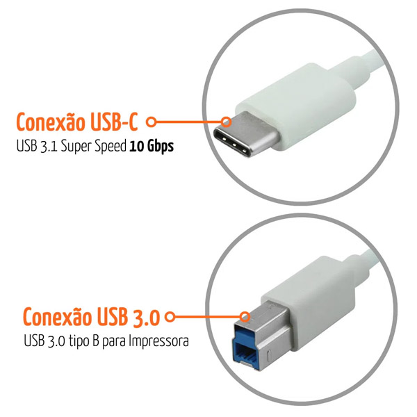 Cabo Impressora P/ Type-c 3.1 1m (blister) Lt-d28 Ref. Cd-10