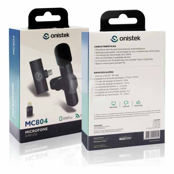 Microfone De Lapela P/ Cel. Iphone E Type-c (blister) On-mc804