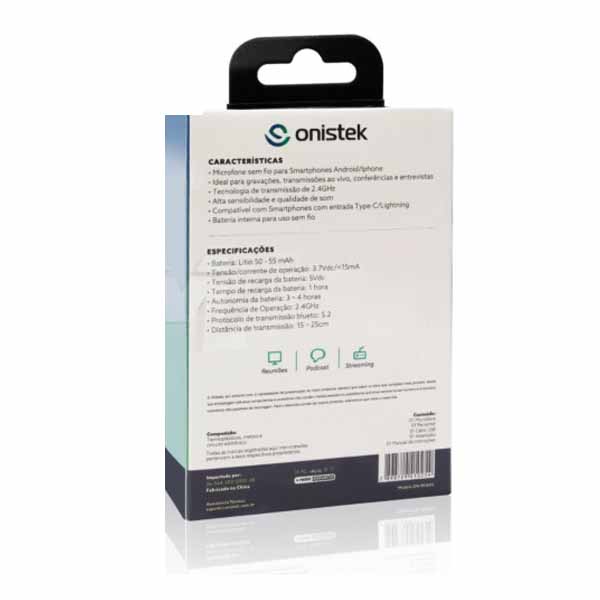 Microfone De Lapela P/ Cel. Iphone E Type-c (blister) On-mc804